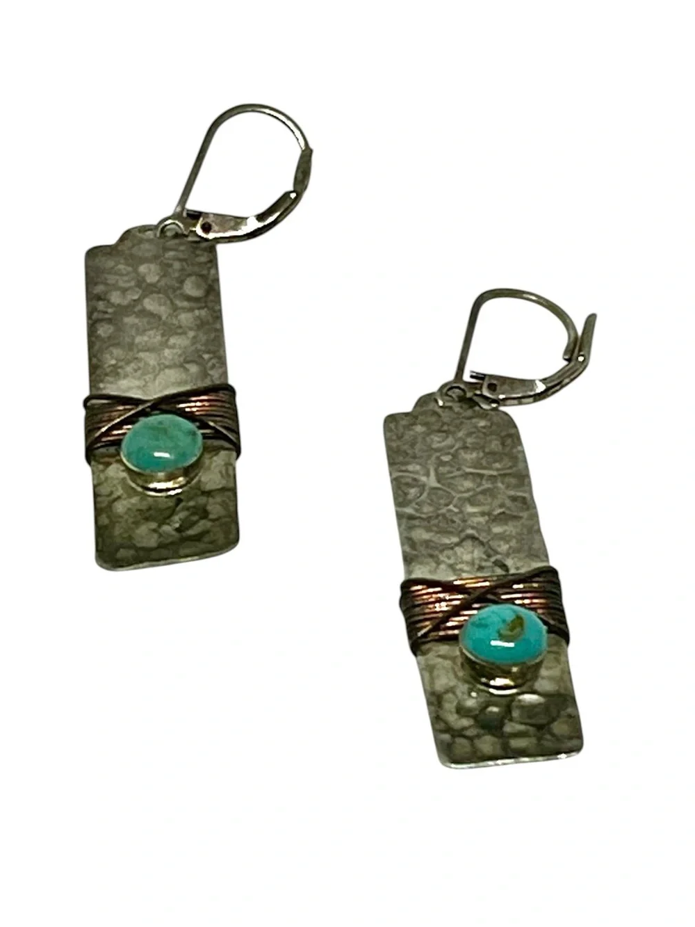 HOB 925 Mexico Turquoise Dangle Earrings